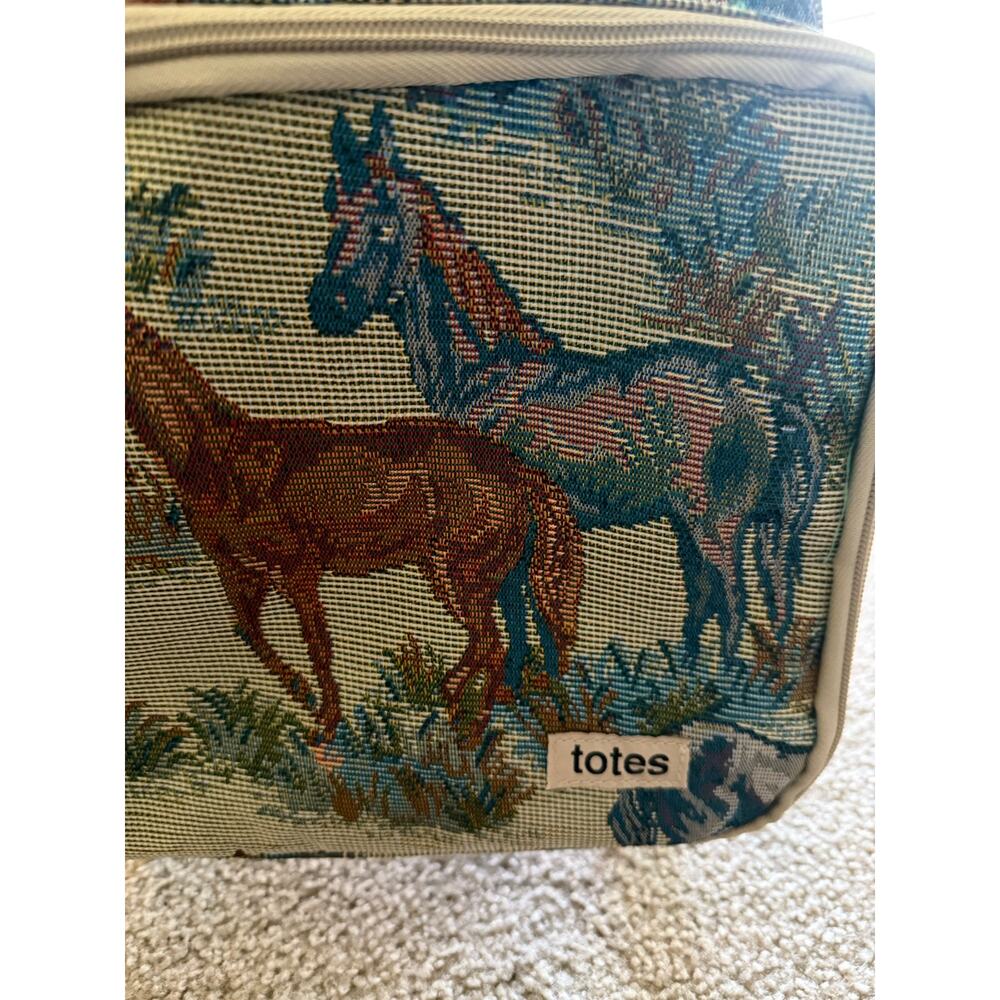 Totes Horse Tapestry Rolling Shopping Tote Bag Foldable Wheeled Cart - Picture 5 of 7